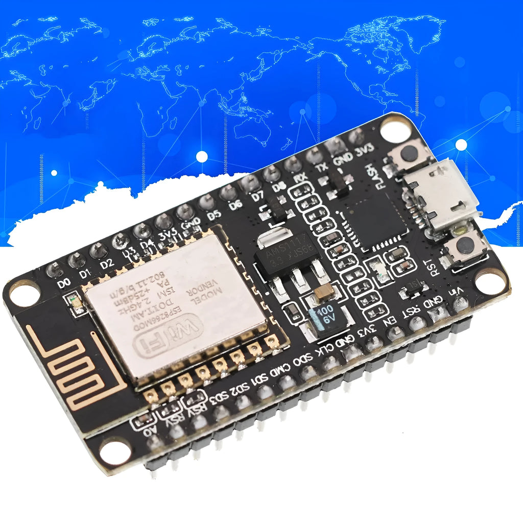 NodeMCU Lua ESP8266 Wi-Fi development board with CH340G USB interface and pin headers