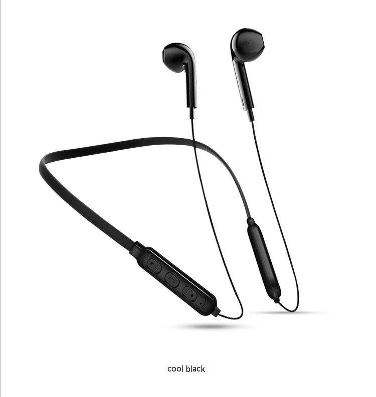 Bluetooth halter stereo sports headset in black with neckband design and power display