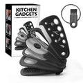 Six kitchen gadget widgets and a brush in a colour box, made from PP and stainless steel.