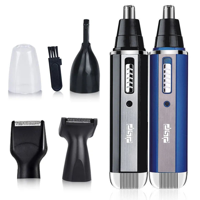 Electric shaver grooming kit in blue, black or silver for razor, sideburns, eyebrows and nose hair trimming
