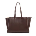 PU leather large-capacity horizontal rectangle bag in urban minimalist style with stitched seams and double shoulder straps