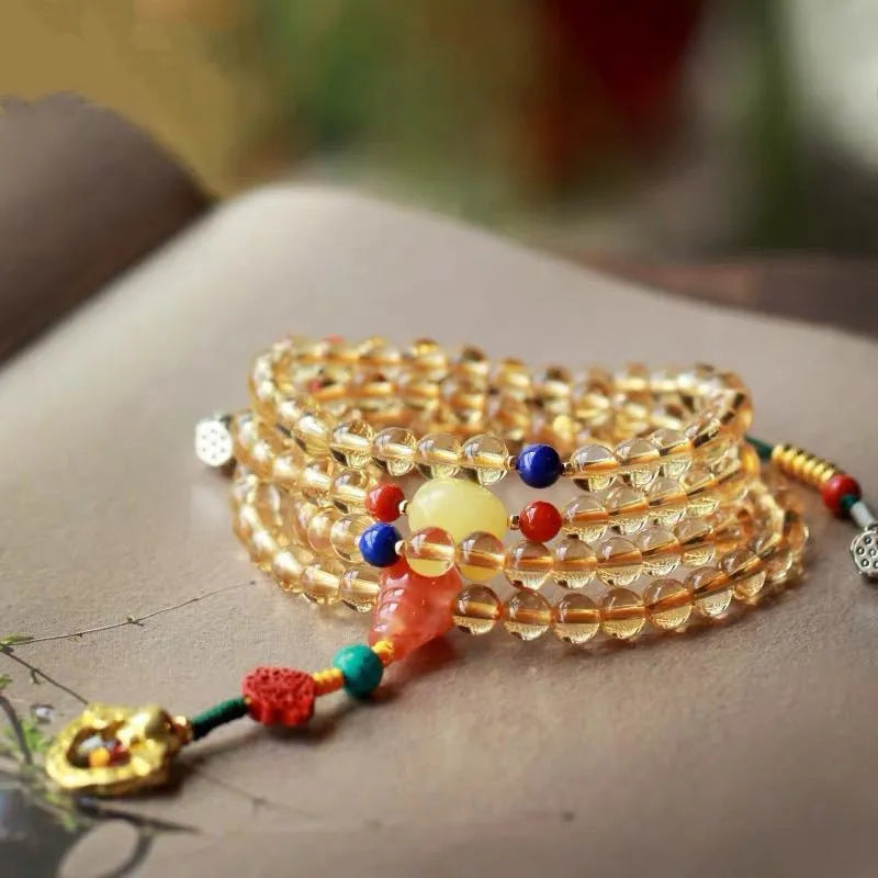 Yellow natural Brazilian citrine filament bracelet with 1mm single bead design