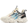 Boys sneakers with mesh textile and TPU upper in beige, black gold, or black red with rubber anti-slip soles