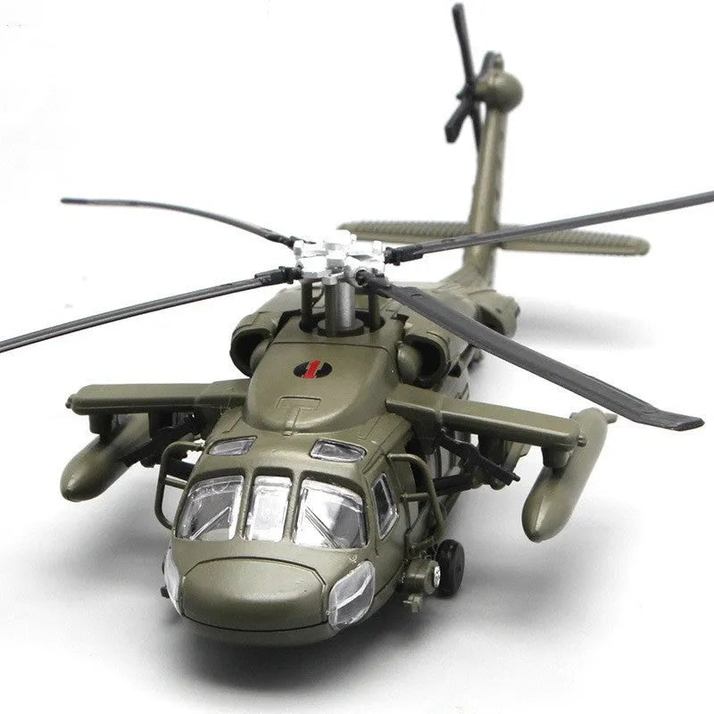 Black Hawk gunship alloy military model helicopter in green colour with flash feature