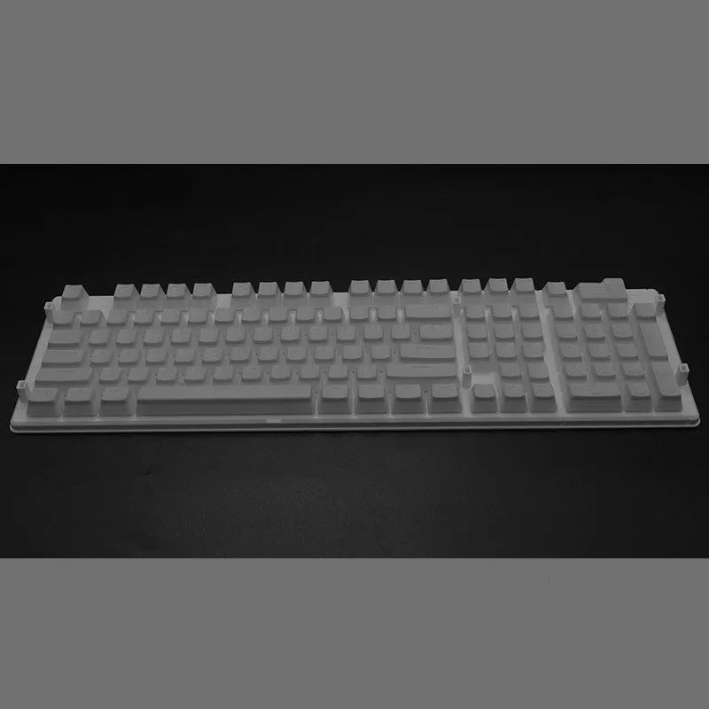 Set of 108 translucent PBT keycaps for mechanical keyboards in various colours on a white background.
