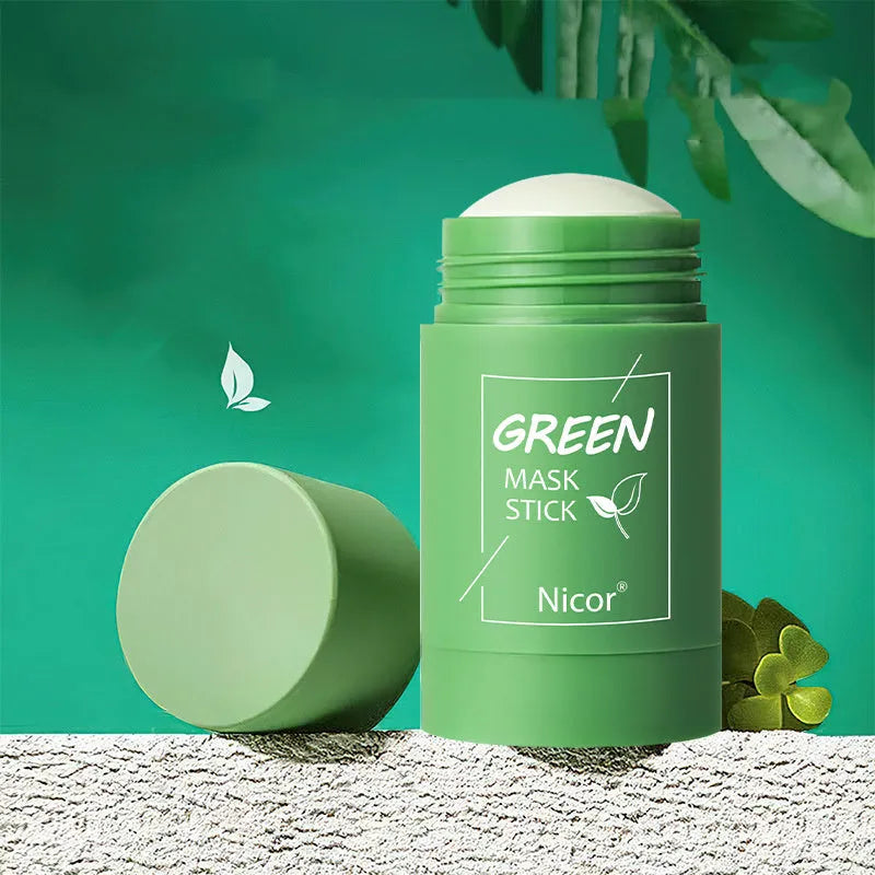 Green tea and eggplant solid clay stick face mask for oily and acne-prone skin