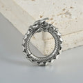 Large geometric hollow out earrings with antique silver dragon design for men and women