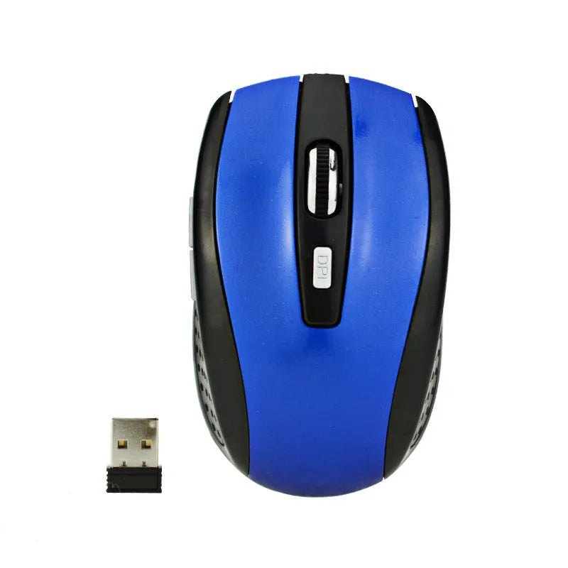 2.4G optical wireless mouse with six keys and four-way roller, shown in black