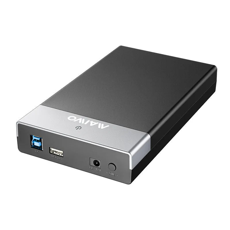 3.5 inch SATA hard drive USB enclosure with sliding cover and included power supply