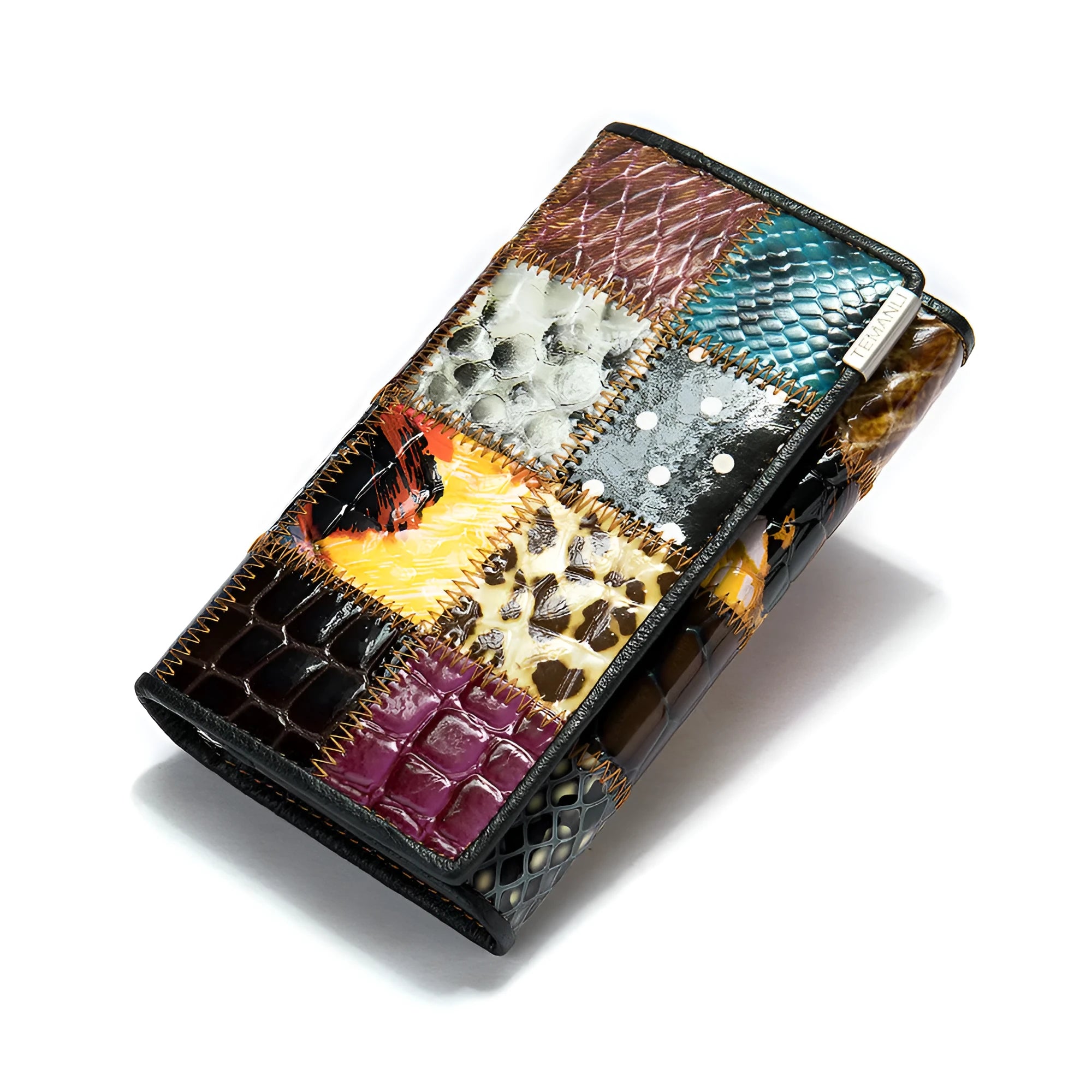 WESTAL retro vertical square woman wallet in 544colour with car sewing and geometric pattern