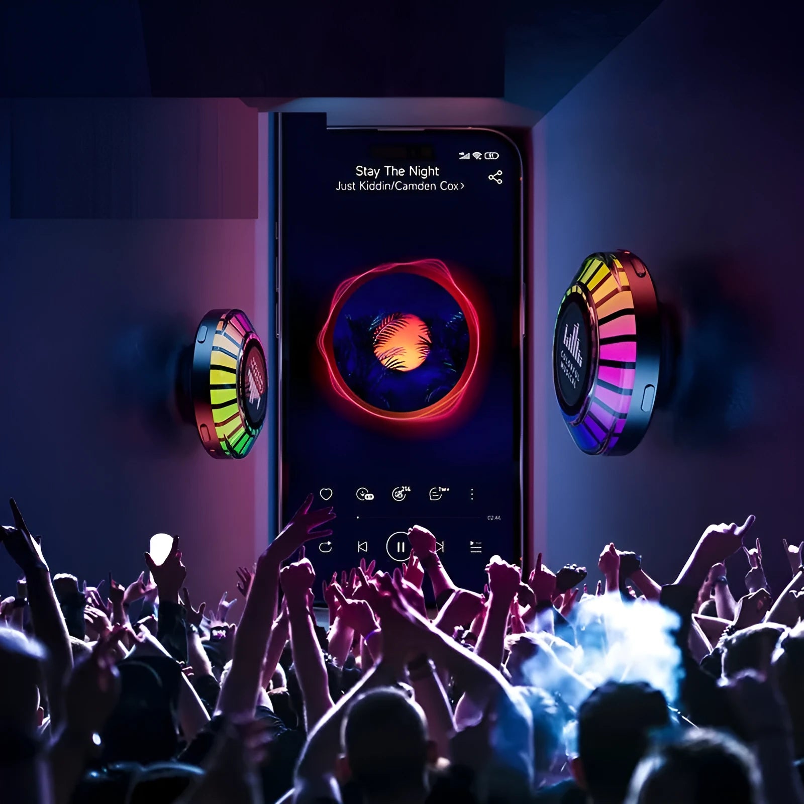 Compact cubic voice control Bluetooth atmosphere lamp with LED polar lighting effect.