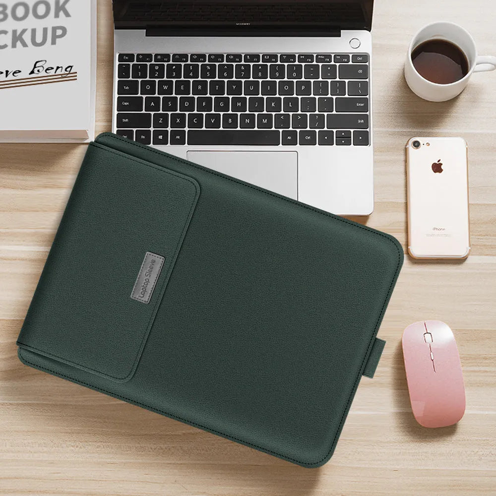 Universal laptop bag case in PU leather and TPU, fits 11 to 15 inch laptops, available in seven colours