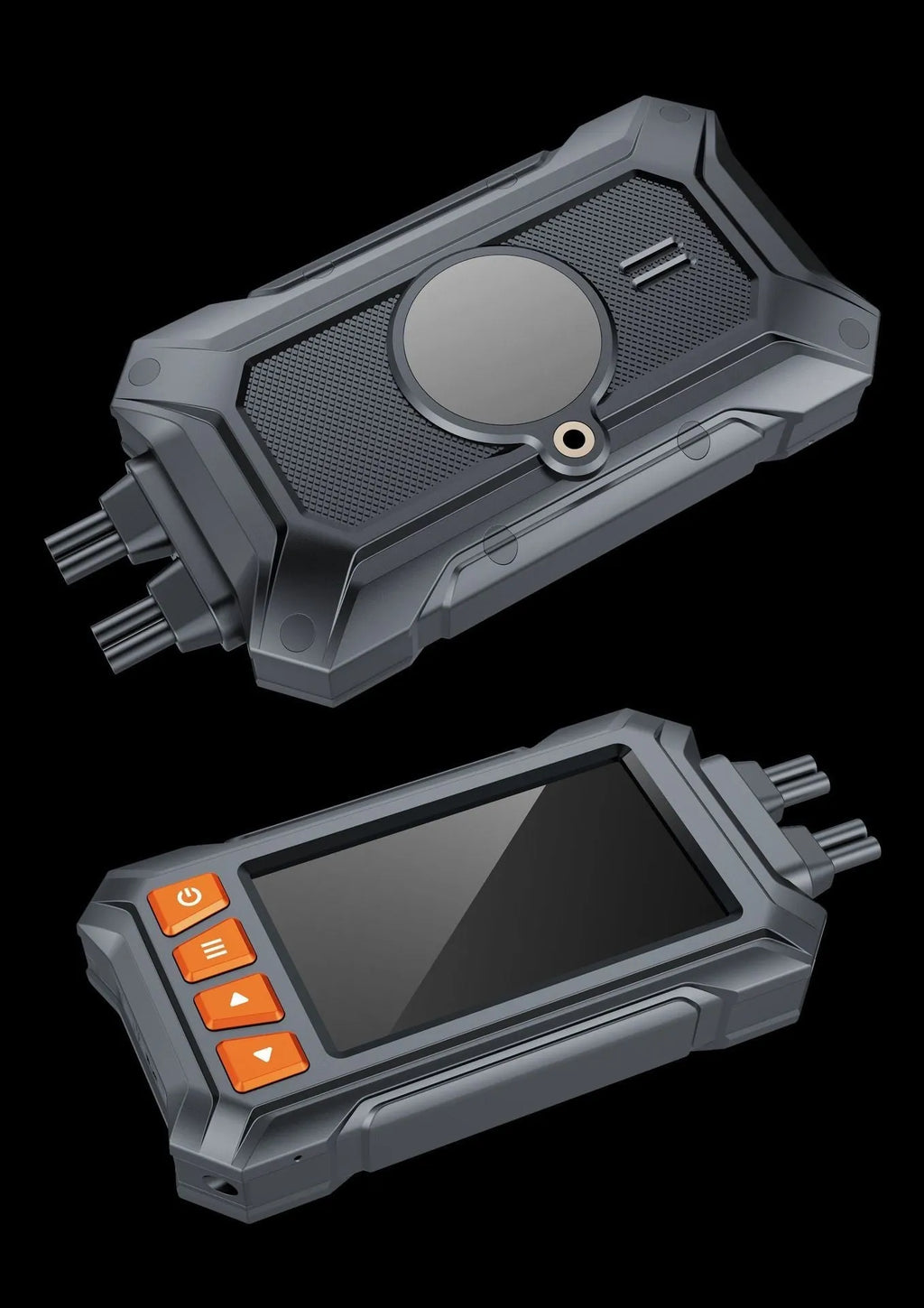 Motorcycle tachograph recorder with 3-inch display, dual lenses, GPS module, and waterproof housing