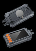 Motorcycle tachograph recorder with 3-inch display, dual lenses, GPS module, and waterproof housing