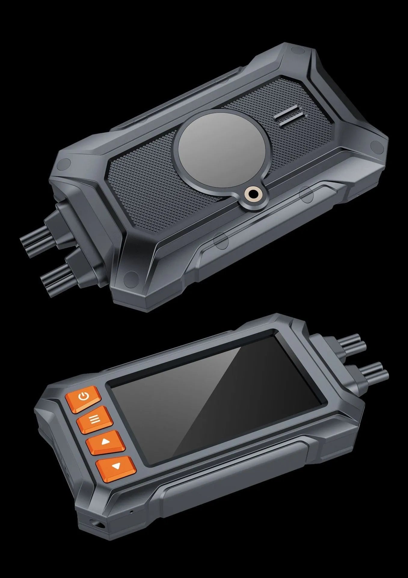 Motorcycle tachograph recorder with 3-inch display, dual lenses, GPS module, and waterproof housing