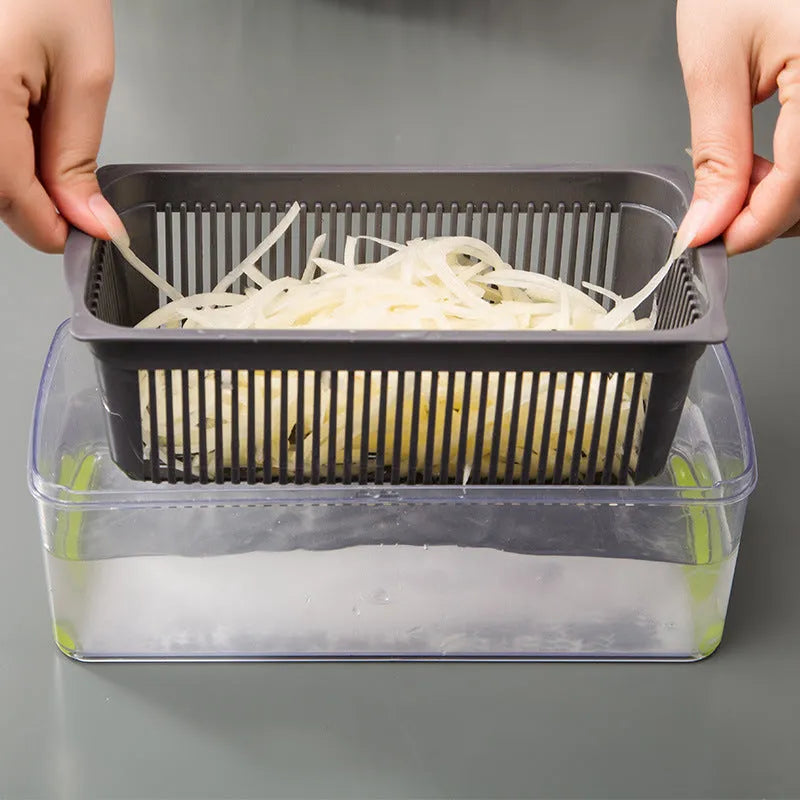 Multifunctional vegetable cutter with seven stainless steel blades and wheat straw plastic housing