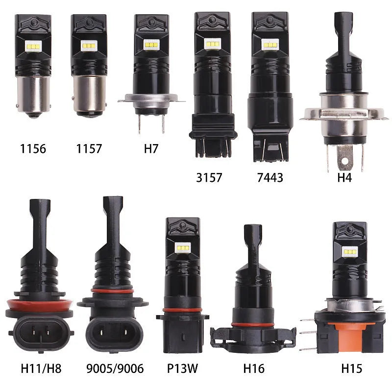 CSP LED automotive fog light bulb with aviation aluminium housing and six white LED chips
