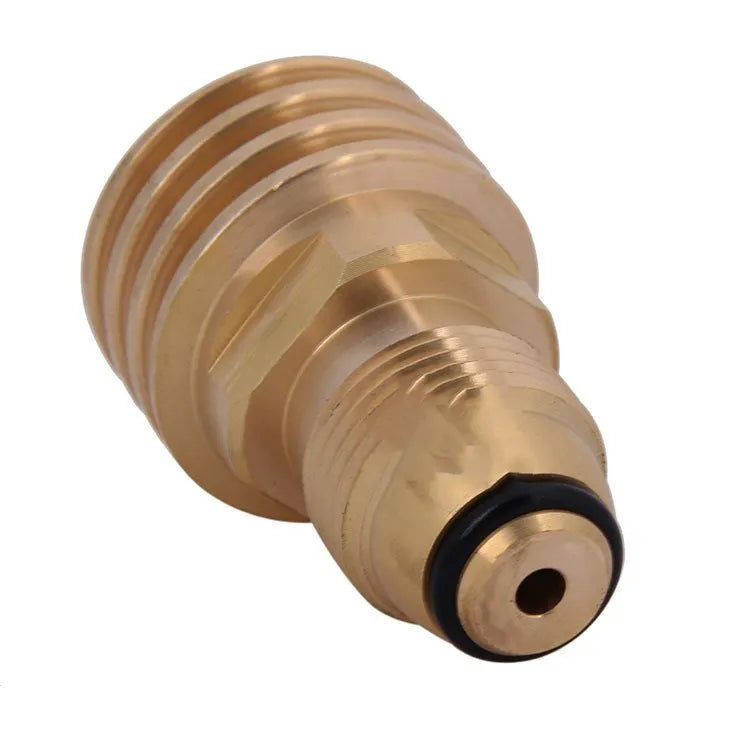 Brass gas brazier adapter with gold finish and taper thread