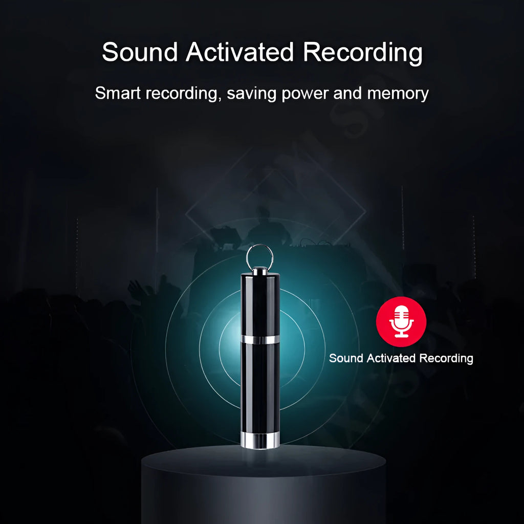 Black Amoi A1 digital voice recorder with metal housing and included headset