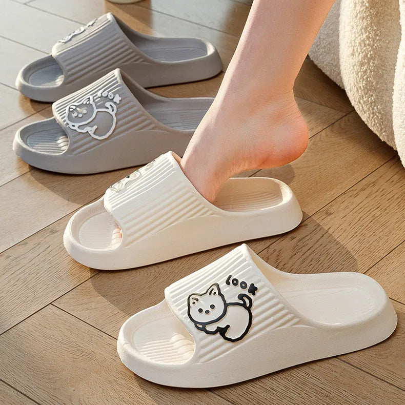 Cat design EVA platform slippers in multiple colours with non-slip sole for indoor outdoor wear