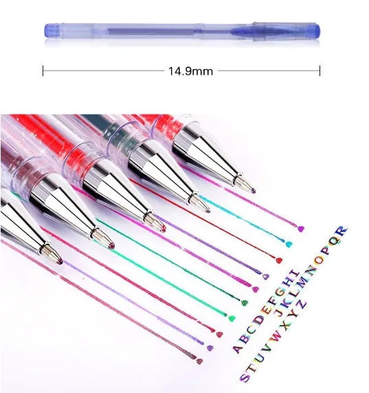 Colour gel pens showing 2.2mm inner diameter ink tube with 25 and 50 pack options