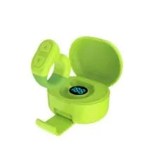 Black plastic Bluetooth remote control for phone photography with charging compartment