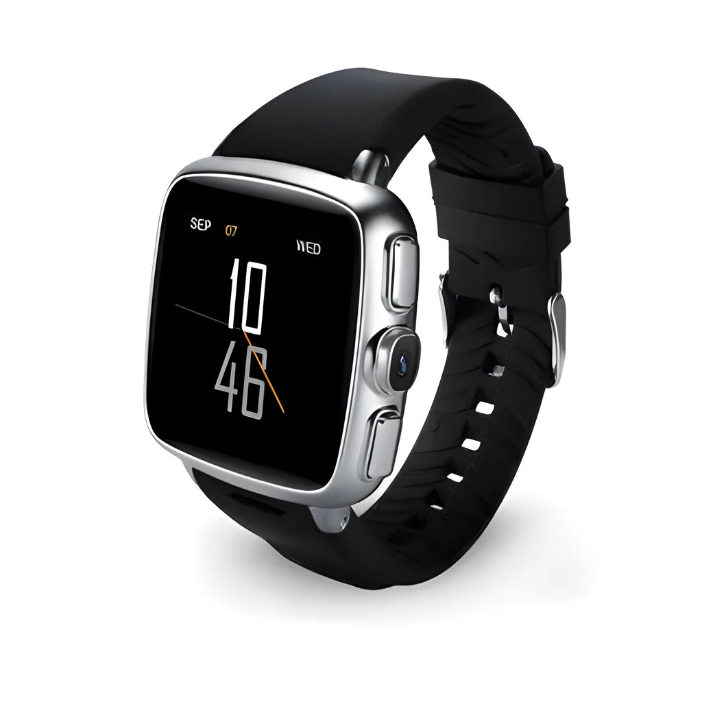 Black and white smart watch with 1.54 inch screen on wrist