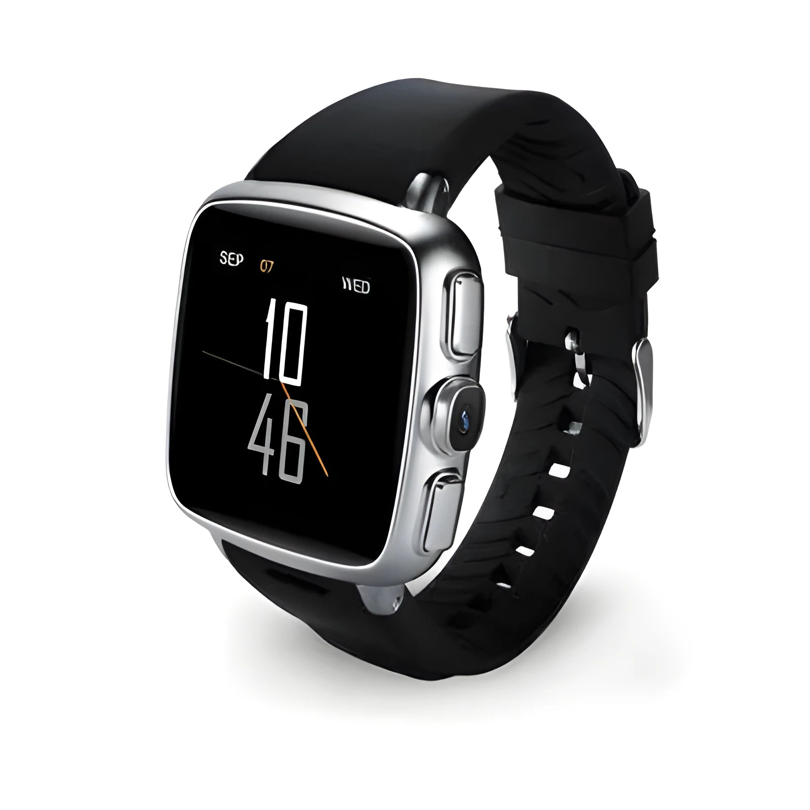Black and white smart watch with 1.54 inch screen on wrist