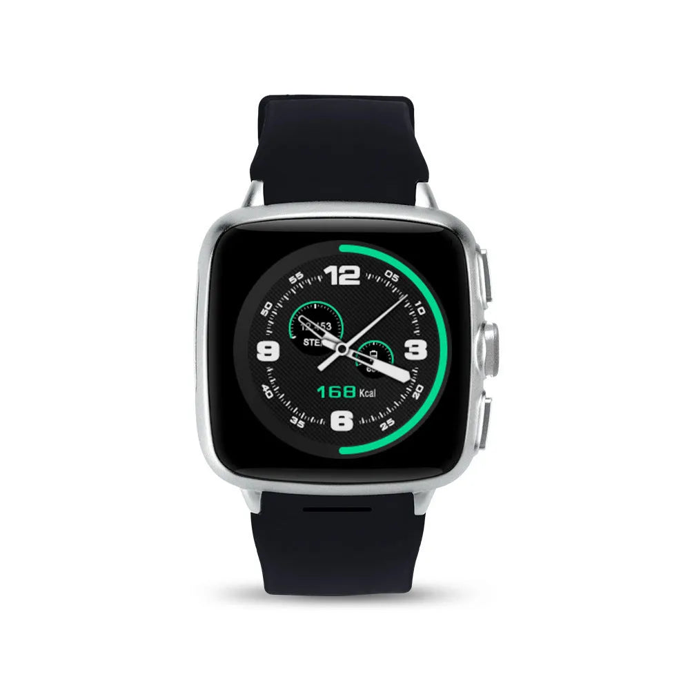 Black and white smart watch with 1.54 inch screen on wrist