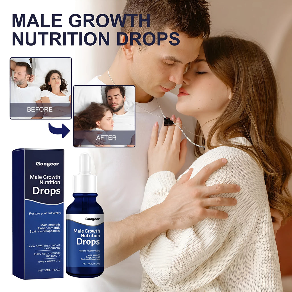 30ml bottle of male body nutrition drops for universal skin type application in body care routines