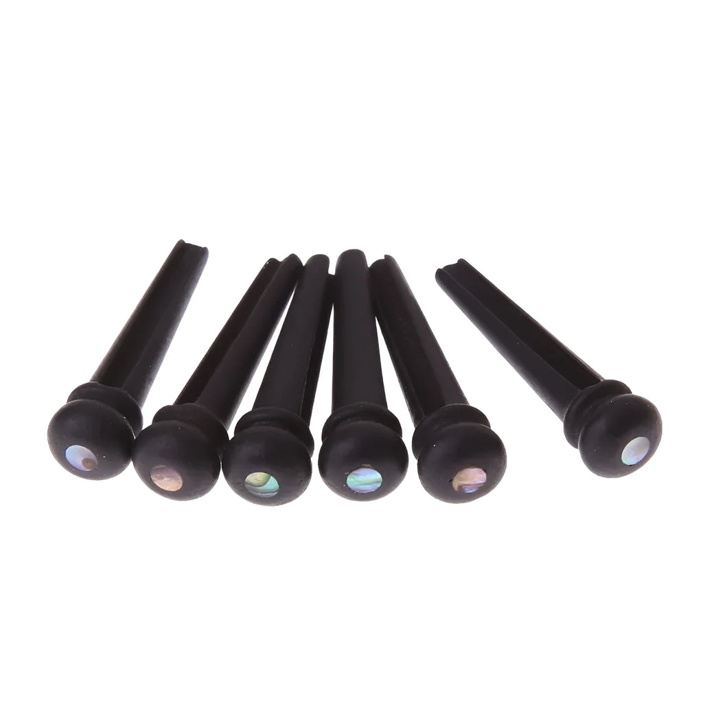 Six ebony guitar string nails with matt black finish for 40-42 inch folk acoustic guitars