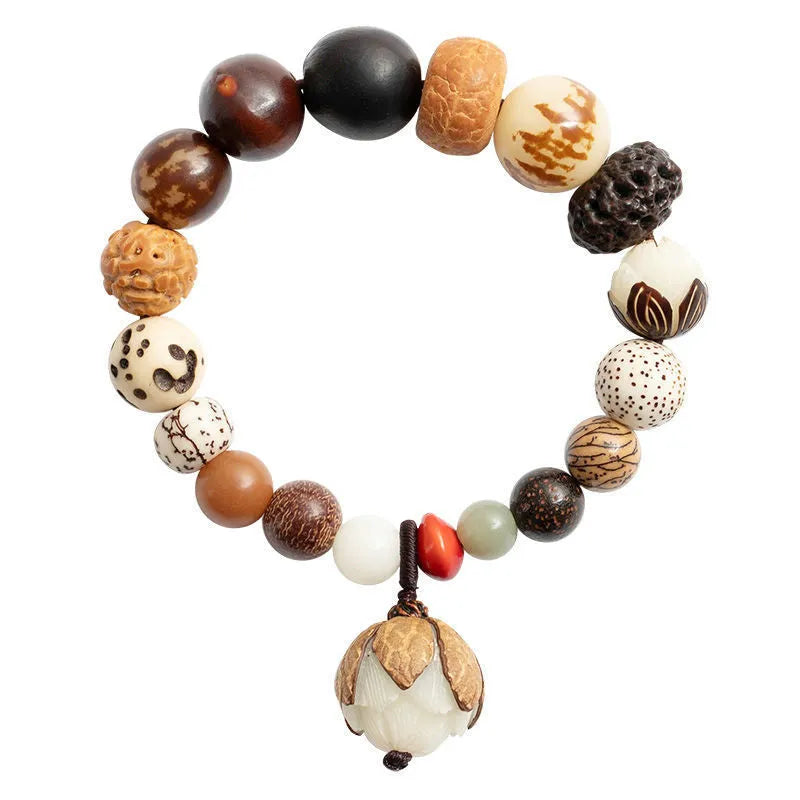 Women's 18-seed Bodhi beads bracelet with geometric design and 16cm circumference