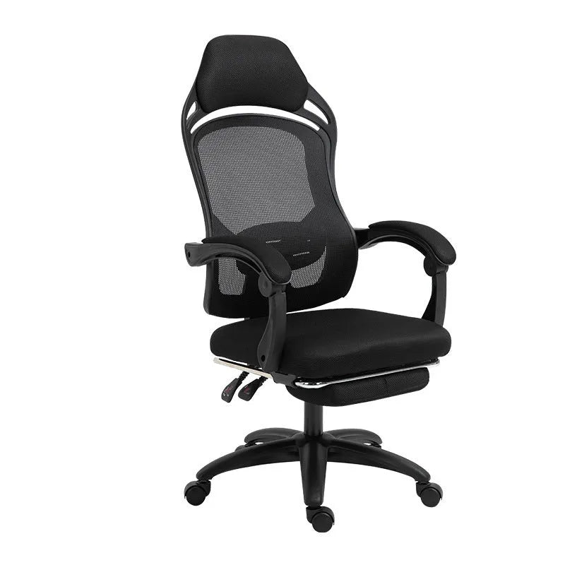 Ergonomic black computer gaming chair with high resilience sponge seat and linkage armrests