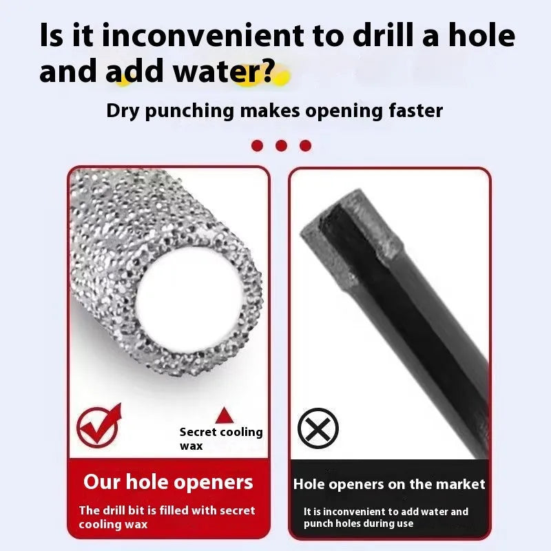 Granite drilling bit with hexagonal shank and 6.35mm handle diameter for stone edging