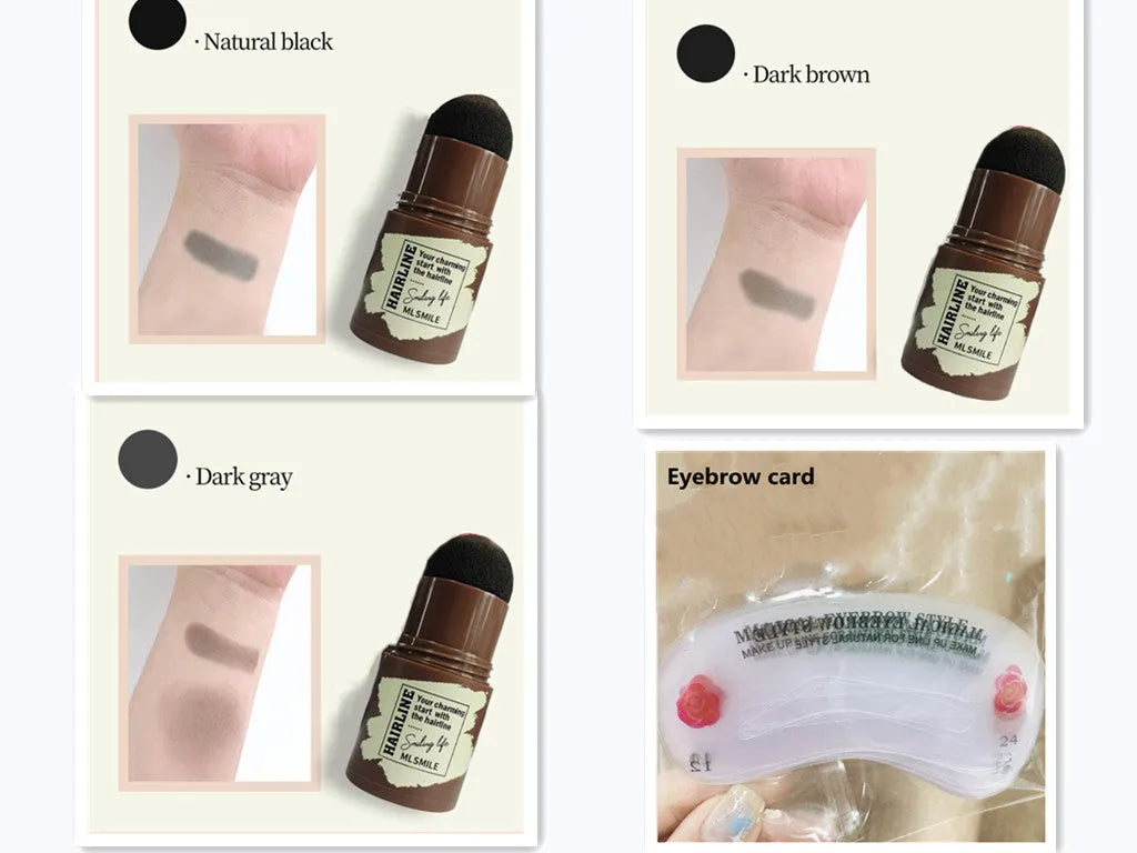 Brow stamp shaping kit with retouching shadow stick and 24 eyebrow cards for natural eyebrow shape