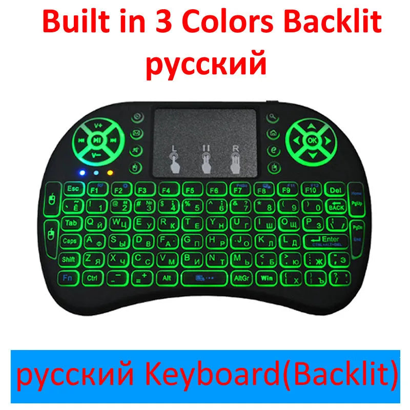2.4G wireless mini keyboard with touchpad in black, 14.6 x 97.5 x 19 mm
