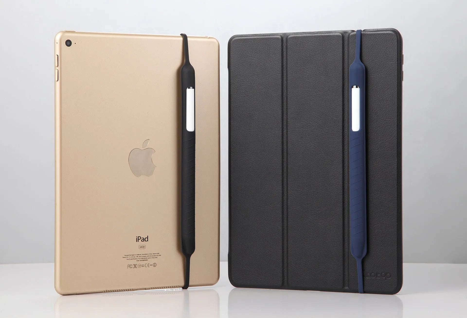 Silicone snap on pen case for Apple Pencil 1st and 2nd generation in black, gray, and white