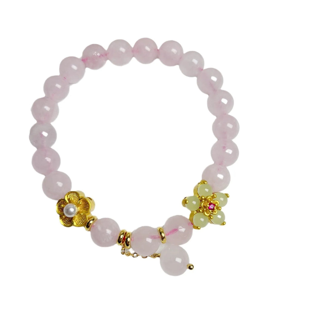 Pink crystal peach blossom NAFU bracelet with manual processing for women