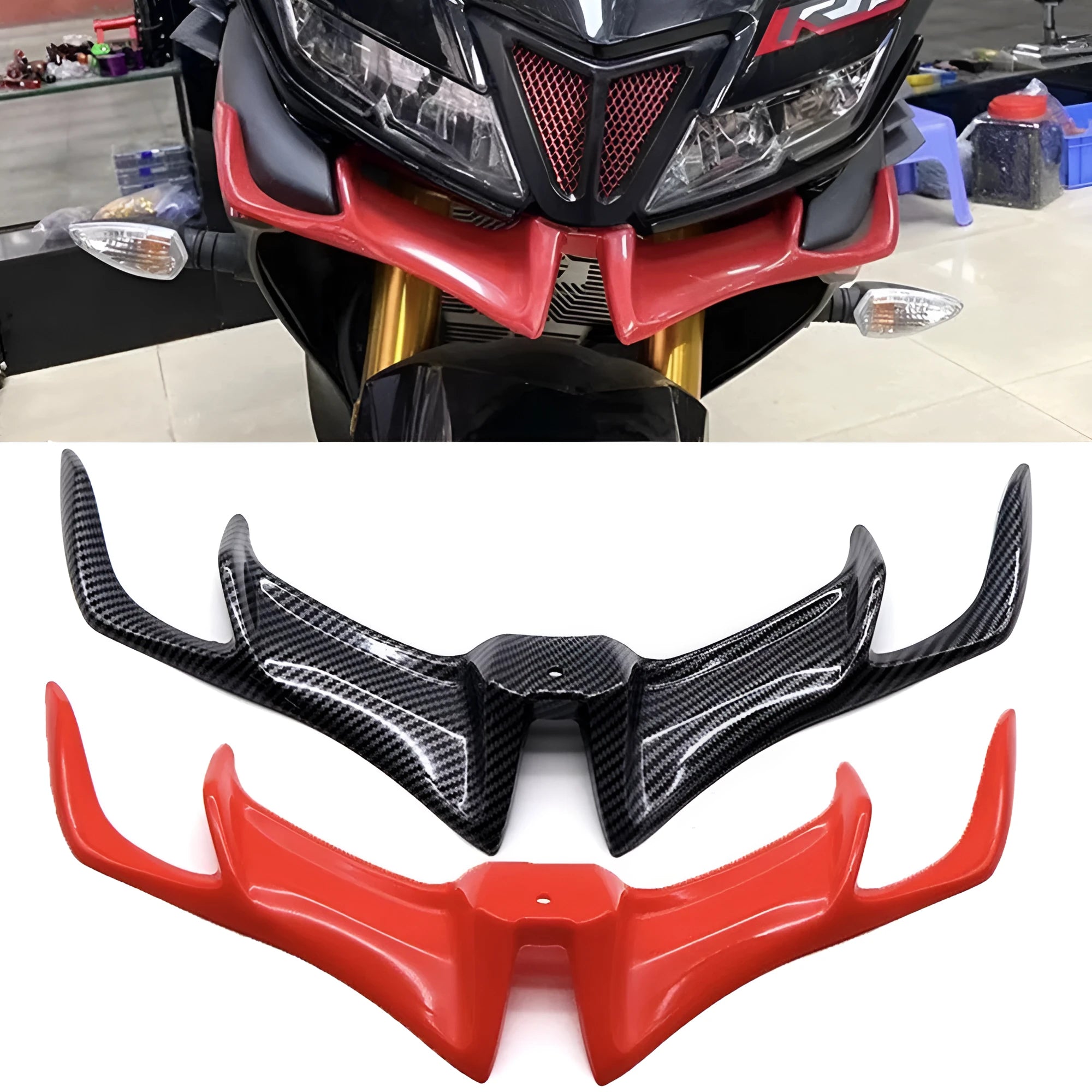 Yamaha R15 V3 black plastic fixed wind wing 400x95mm aerodynamic spoiler