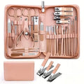 30-piece stainless steel nail beauty tool set showing cuticle pushers, nail clippers, files, buffers and tweezers