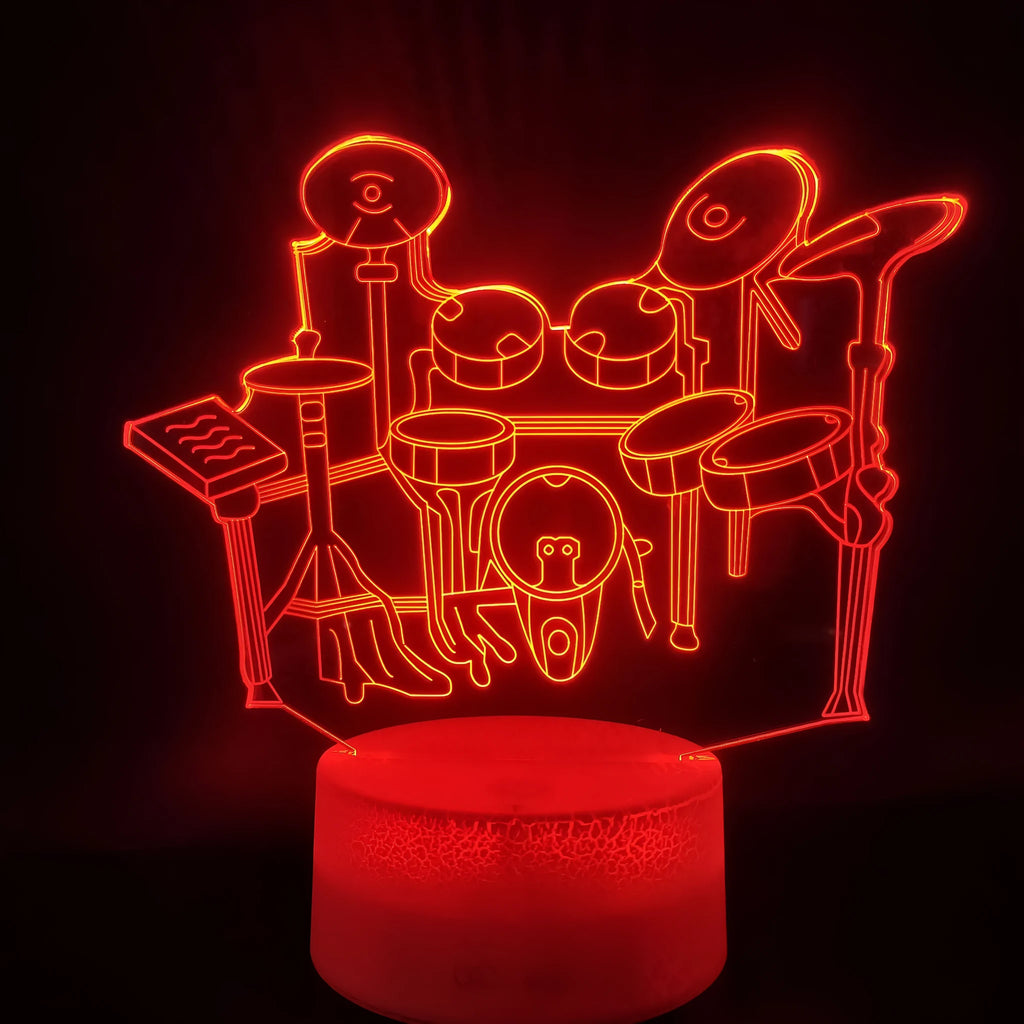 3D acrylic drum kit night light on ABS base with remote control