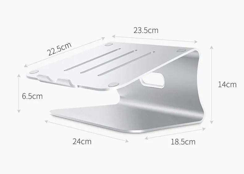 Aluminium alloy rotary cooling bracket for laptops in grey and silver colours.