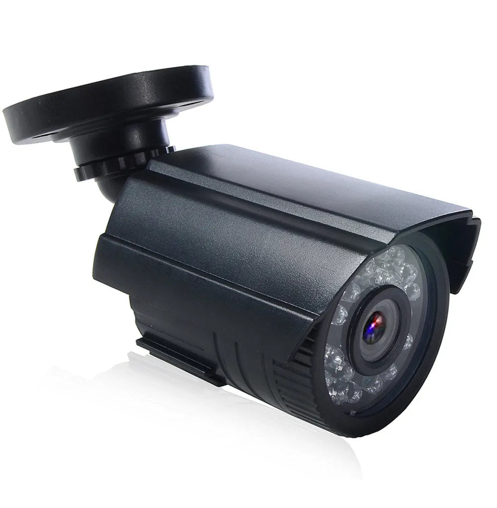 Black AHD HD waterproof surveillance camera with a fixed lens on its waterproof ABS plastic housing.