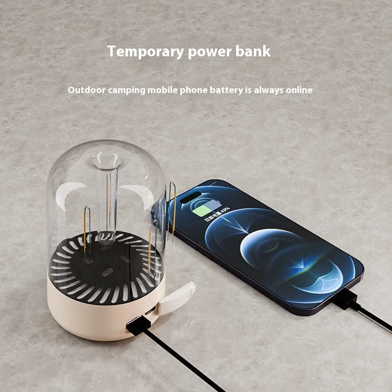 Camping ambience light with USB port and adjustable brightness control knob