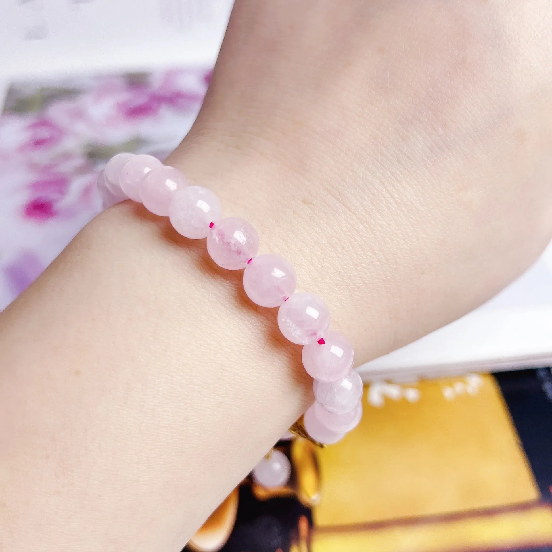 Pink crystal peach blossom NAFU bracelet with manual processing for women