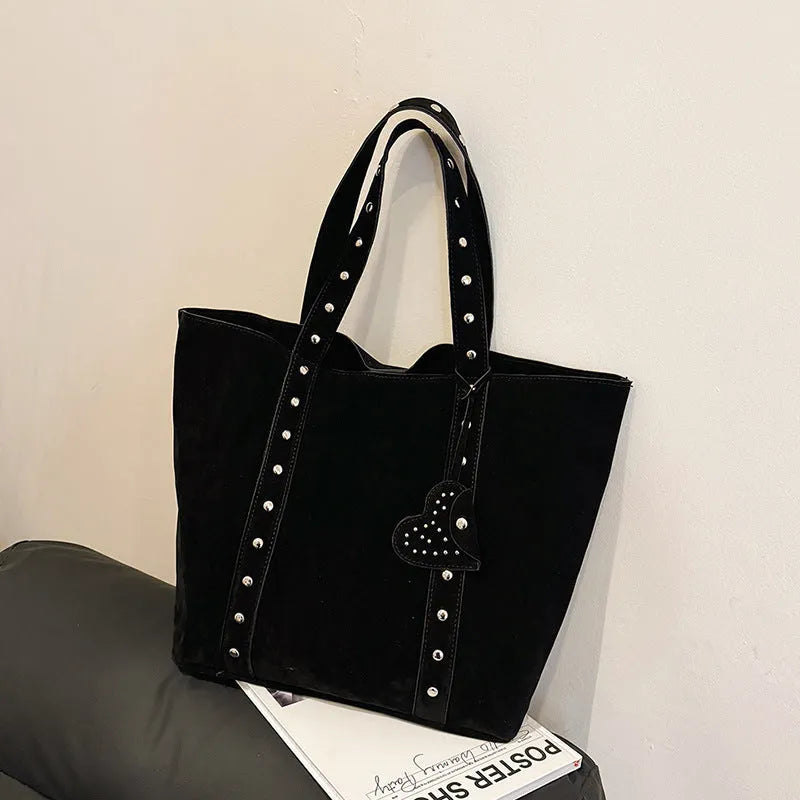 PU women's tote bag with double shoulder straps in horizontal square design