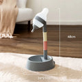 Green adjustable height pet water dispenser bowl with detachable pole and weighted base