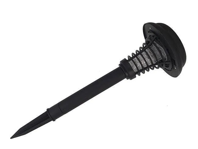 Black solar insect killing lamp with white and UV purple light for garden mosquito control
