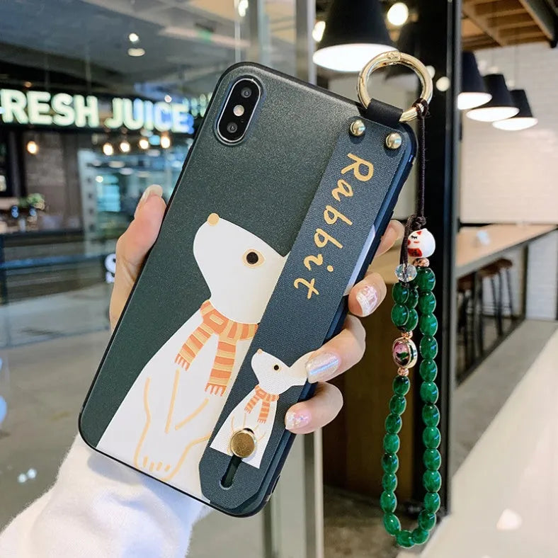 Samsung Galaxy phone case with a flip-out bracket stand in one of seven available style designs.