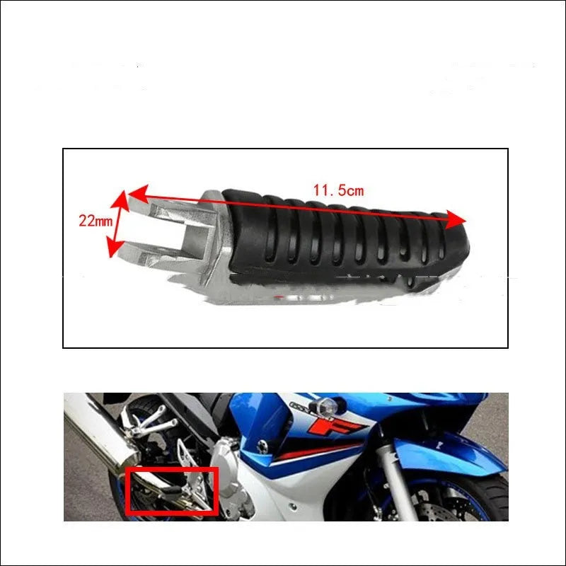 Black aluminium alloy motorcycle footpegs set for Suzuki GSX and V-Strom models